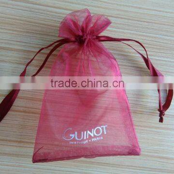 Durable hot selling organza drawstring bag with customized size and logo printing