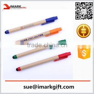 custom logo screen touch pen/ recycled paper pen with stylus