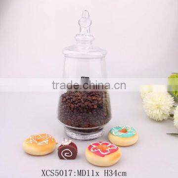 High Clear Blown Glass Canister With Glass Lid Used for Food