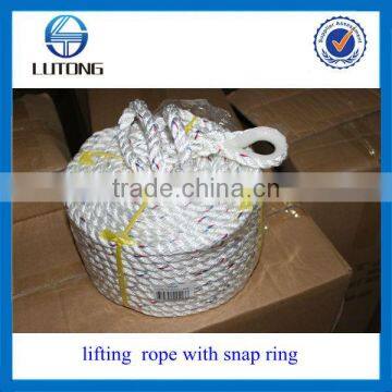 High-strength polyester rope with snap ring