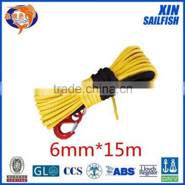 XINSAILFISH 6mm*15m utv winch line,electric winch cable for jeep accessaries,uhmwpe winch rope