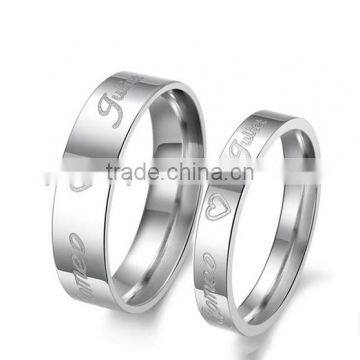 Customized hot selling stainless steel love script ring sterling silver love ring