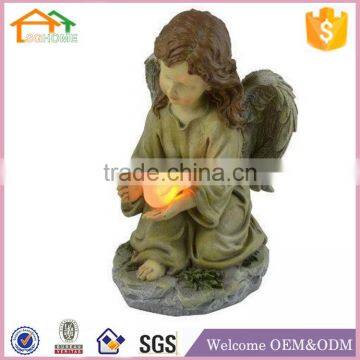 Factory Custom made best home decoration gift polyresin angel statue with light