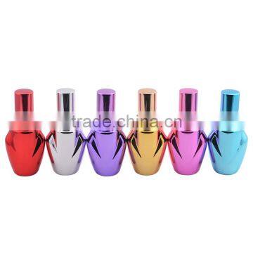 Unique Shaped UV Gel Colored Small Empty Glass Spray Bottle for Perfume With Screw Aluminum Atomizer photo-2