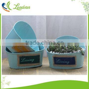 Blue garden half wall round flower pots for outdoor garden decoration