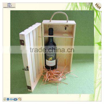 Hinge Roller 2 Bottle Pine Wooden Wine Gift Box photo-3