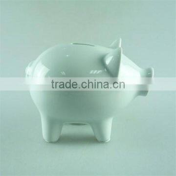 Stock Ceramic White Funny Pig Shape Money Box