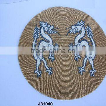 Golden Glass Bead Place Mats With Dragon Design Available in More Colours