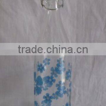 1000ml Color Printing Glass Juicer With Clip Top Rail