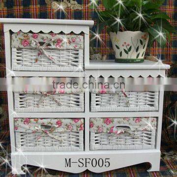 100% Willow and Wood Material Hand Made Cheap White Wicker Furniture With Wicker Basket Drawer photo-2