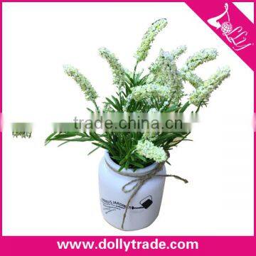 White Artificial Flower Lavender with Ceramics Pot