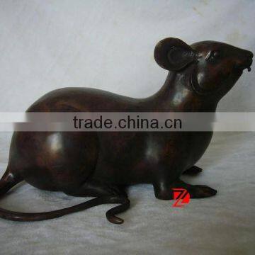 large decorative bronze mouse statue