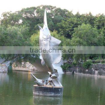 Watering fish stainless steel sculptures