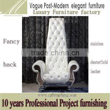 JR040 Neoclassic Fancy High Back Super King Decoration Leisure Chair Genuine Leather Wedding Chair Hotel Chair photo-2