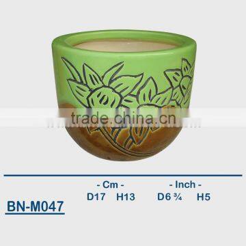 Vietnamese Ceramic Hand Carved Mini Flower Pot BN-M047