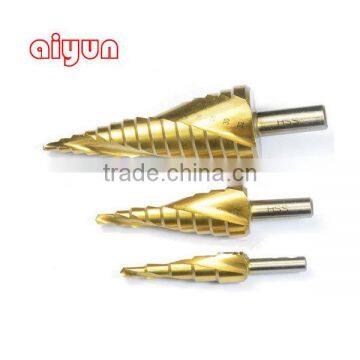 3pcs/set HSS Step Drill Bit Set Metric Spiral Flute core drill bit Titanium Coated cone Step Drill Bit Set hole cutter round