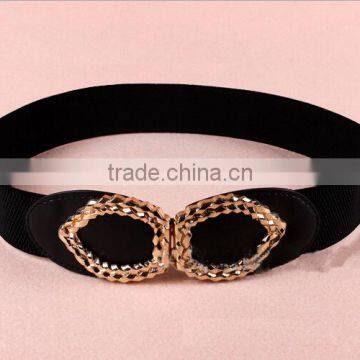 Wholesale Leaf Heart Pattern Alloy Buckle Elastic Sex Women Lady Waist Belt photo-2