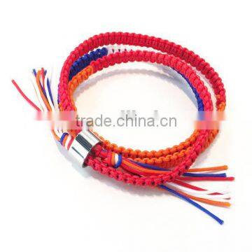 Red White Blue Orange Color Cord Handwoven Macrame Wrap Bracelet Braided Friendship Bracelet photo-4