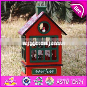 New Design Red House Shape Christmas Wooden Music Box W07B023B photo-6