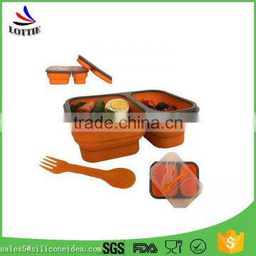 Wholesale Silicone Folding Lunch Box With Dividers Children BPA Free Collapsible Bento Lunch Box photo-4