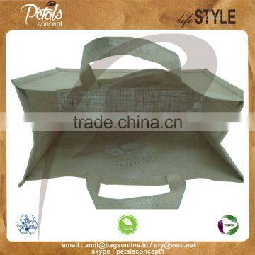 PP Laminated Jute Tote Bag With Jute Handle & With 2 Color Print Two Side photo-4