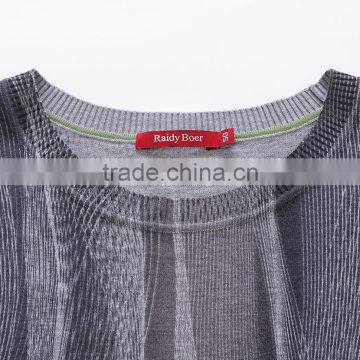 Mens Printing Fine Wool Crew Neck Autumn Knit Sweater photo-4