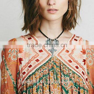 2016 New Burn-Out Ladies Long Csual Dresses Pictures Fashion Printed Vintage Dress HSd7295 photo-5