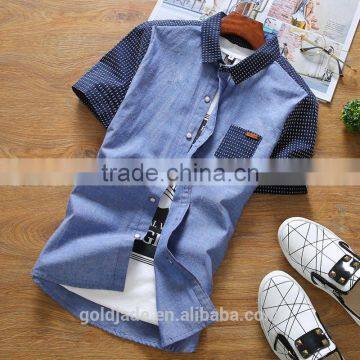 Comfortable Latest Design Short Sleeve Plain Cotton Dress Shirts for Men photo-3