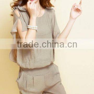 OEM polyester cotton spandex lady sexy casual shorts and harem pants set