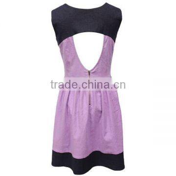 2015 Summer New Fashionable High Quality Comfortable Backless Daily Wear 100% Linen Dress With Sleeveless photo-3