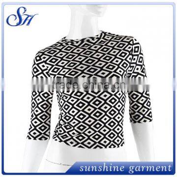 OEM custom lady milky fabric short sleeve printing shirts