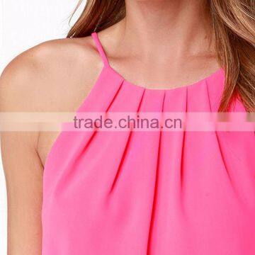 HAODUOYI Women Slim Sleeveless Short Jumpsuits Chiffon Straps Playsuits Rompers photo-5