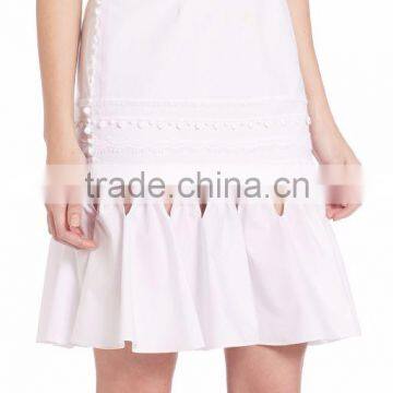 High Fashion Elegant White Knit Skirts Cut Out Crochet Trim Track Midi Skirt For Ladies photo-5