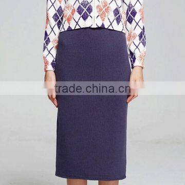 branded US plain color woolen women straight knit skirt