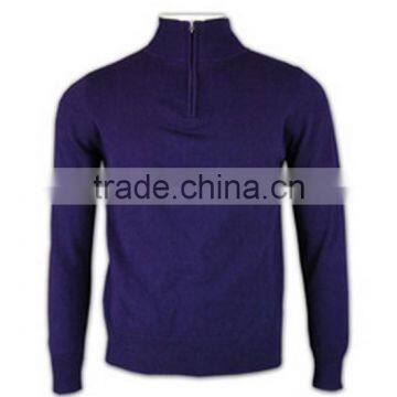 ISO9001/BSCI Manufature Purple Zipper Mens Blank Wool Sweater