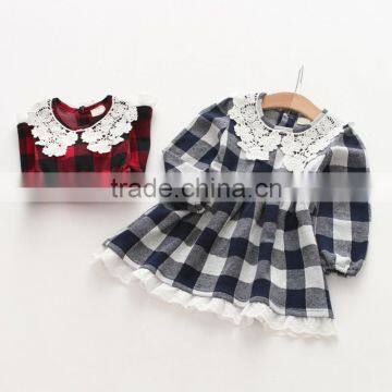 High quality plaid autumn girls kids long sleeve cotton dress