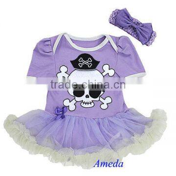 Newborn Baby Lavender Cream Pirate Bodysuit Pettiskirt Tutu Headband 0-18M