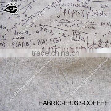 Math Equation Coffee Color Printed Linen Fabrics photo-4