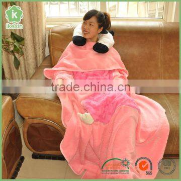 Wholesale Plain Dyed Coral Fleece Minion Snuggie Blanket