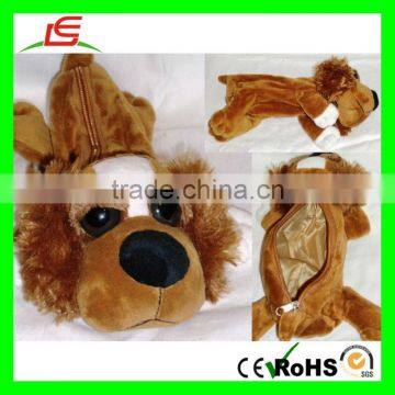 D806 Cute Brown Dog Plush Pen Bag Animal Pencil Case