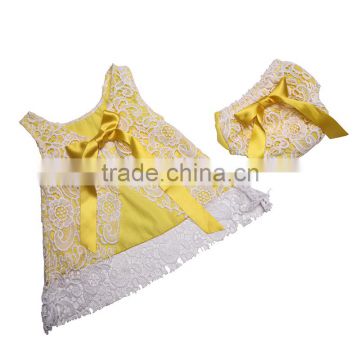 New arrival cute girl lace swing top set cheap baby clothes gift set