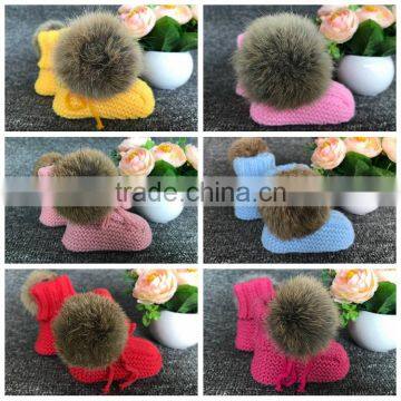 Factory Wholesale With Pom Fur Ball Fancy Toddler Socks Soft Sole Kid Shoes Baby Boots