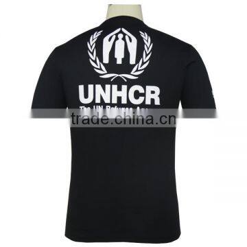 Silk Screen Printing Short Sleeve Black Scoop Neck T Shirt For Men photo-3