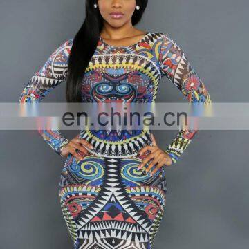 Europe And America Tattoo Printing Sexy One-Piece Dress