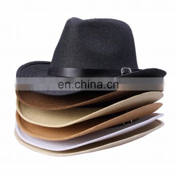 Factory Straw Cowboy Wide Brim Mens Ladies Gangster Fedora Trilby Sun Hat