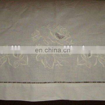 Hemstitched linen tea towel