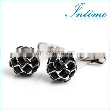 Black Plated Ball Gem Stone Cufflinks