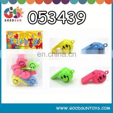 Promotional whistle toys in 4 colors with smiling face painting