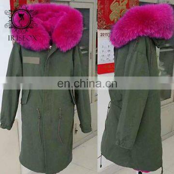 women jackets warm fox fur collar hooded long italian fox fur lined coats