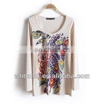 Fashion cotton t-shirt 130gsm printing pattern lady t shirt